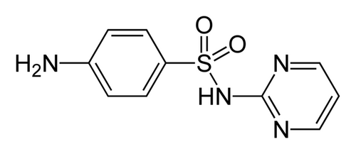 サルファ剤 スルファジアジン-Sulfadiazine-2D-skeletal.png