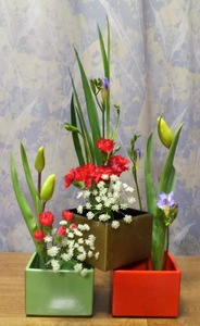 3-4複数花器&4-1花もの【チューリップ、フリージア、カーネーション、レースフラワー】