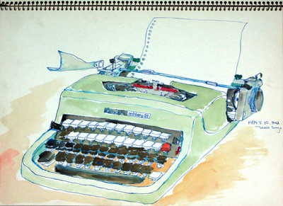 タイプライター（水彩画）