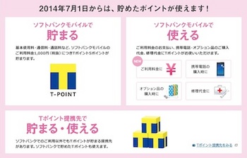 ソフトバンクとTポイントの業務提携によりソフトバンクのポイントは「Tポイント」に変更