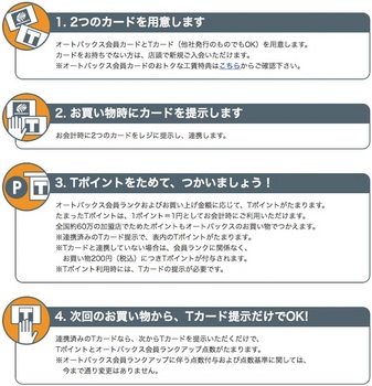 オートバックス「Tカード連携」のステップ