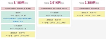 日本通信「25GB定額」の料金プラン