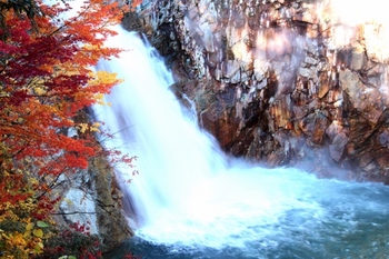 岩手雫石葛根田渓流・鳥越の滝の紅葉