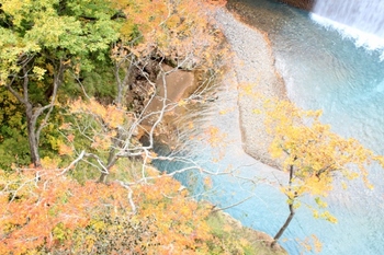 秋田松川渓谷森の大橋からの紅葉