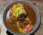 粗挽きキーマとチキンの合い盛りカレー@スパイスファクトリー