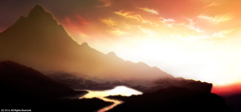 「山の風景ワイド」05「夕日を浴びて」(real)