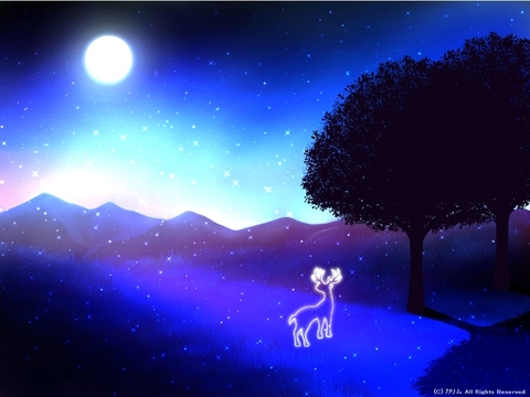 「シルエットアート風景」05「月と光とトナカイと。」