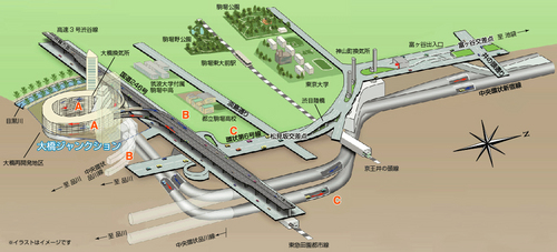 大橋ジャンクション全体図（クリックすると拡大表示します）
