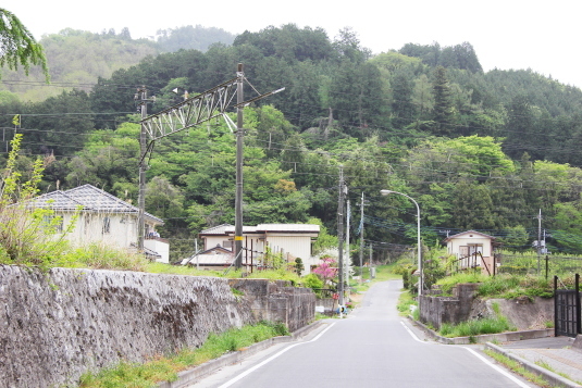 道路の上に架線が・・・