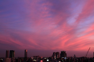 ２４日の夕景、南西方角