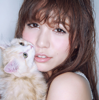 河西智美の整形後2013年猫と一緒画像