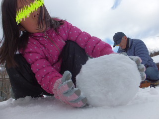 雪だるまを作るテラ子