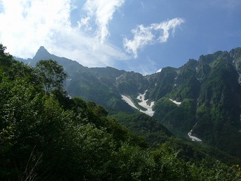 北鎌尾根が見えた